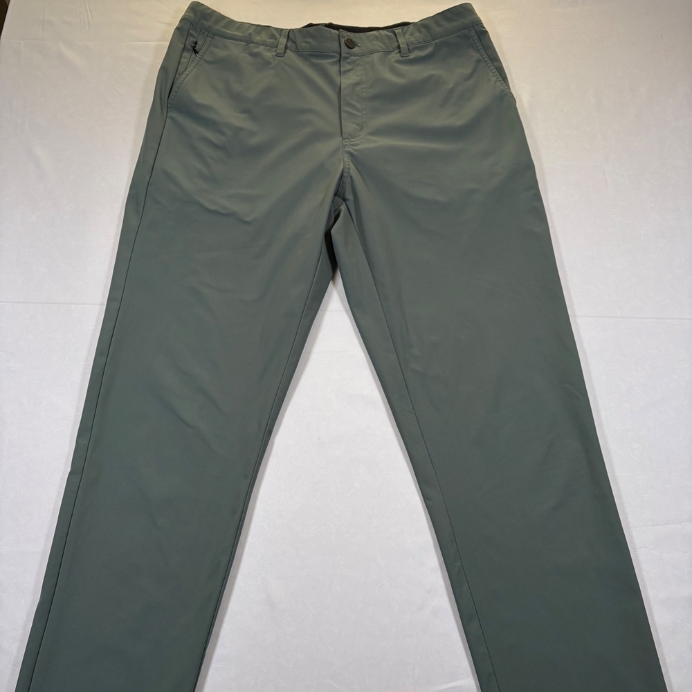 01.ALGO Performance Golf Pants Sage Green Mens 36 Tech Travel Trousers
